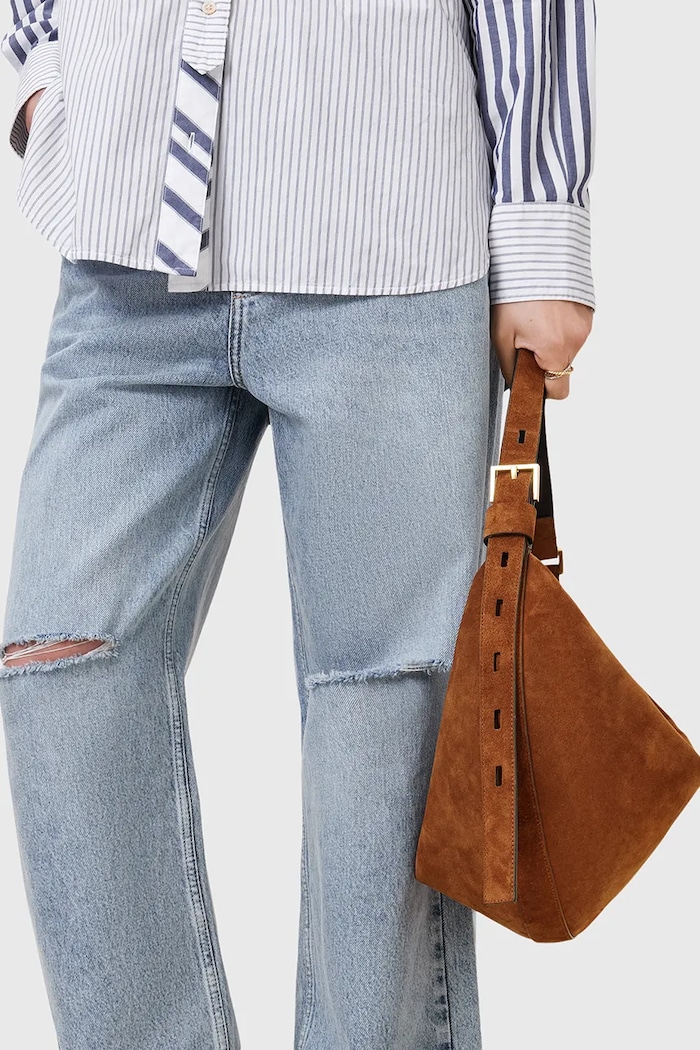 AllSaints torebka zamszowa HALFMOON W337XC