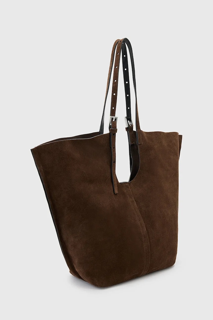 AllSaints Geantă shopper pentru femei din piele întoarsă ARA W338XC maro SS26