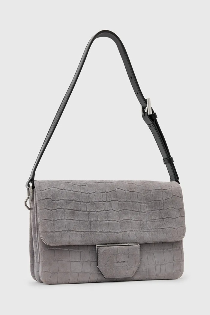 Kožená kabelka AllSaints ONDINE W353XC šedá AW25