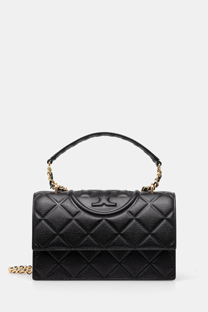 Tory Burch geantă de piele Fleming uni negru 164800.001