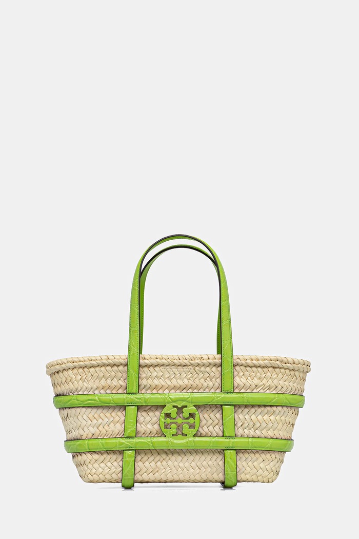 Чанта от рафия Tory Burch Ella Straw не побира А4 бежов 169396.300