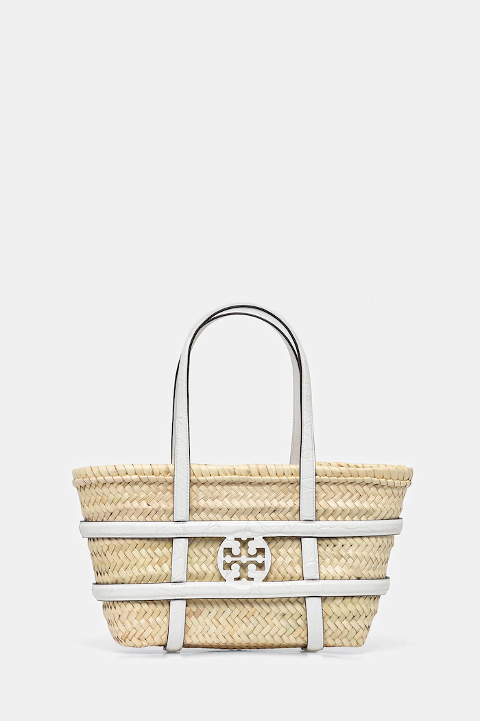 Plážový košík Tory Burch Ella Straw nášivka béžová 169398.100