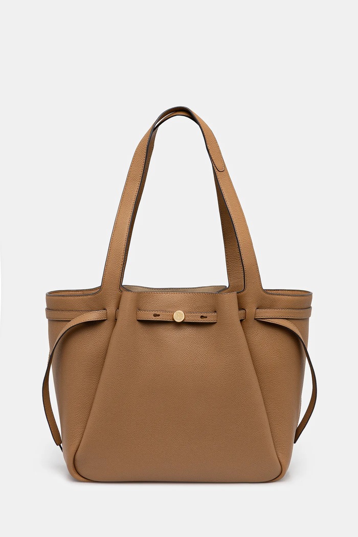 Kožna torba Tory Burch Romy Tote bez uzorka bež 163388.227