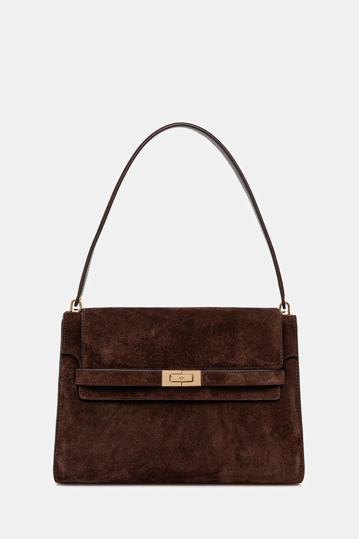 Tory Burch geantă de mână din piele întoarsă Lee Radziwill uni maro 169256.200