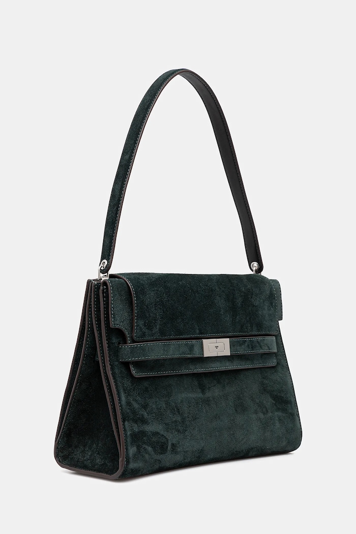 Tory Burch geantă de mână din piele întoarsă Lee Radziwill 169256.400 verde AW25
