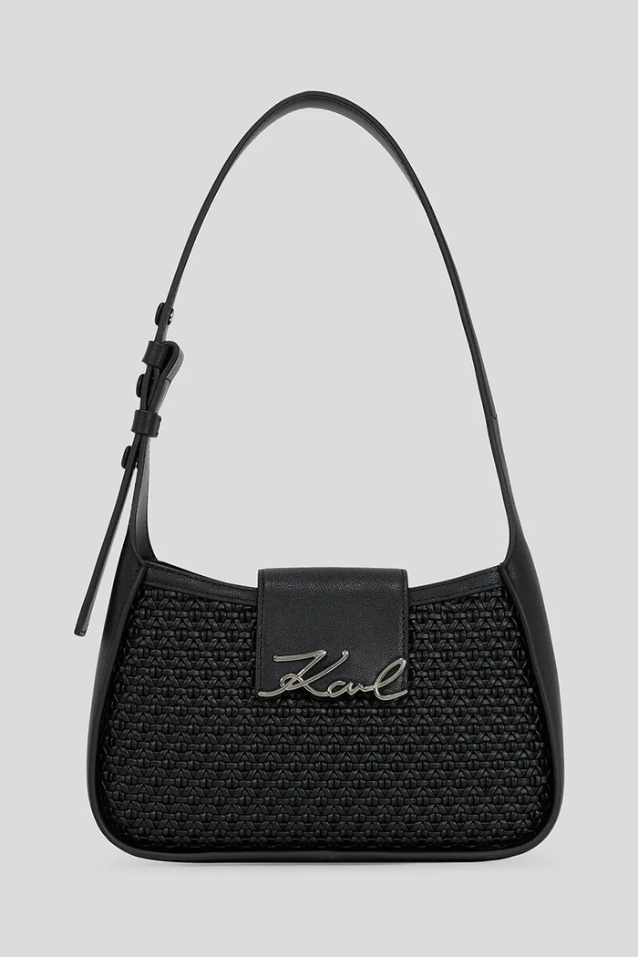 Karl Lagerfeld geantă de piele K/SIGNATURE uni negru A3W30049