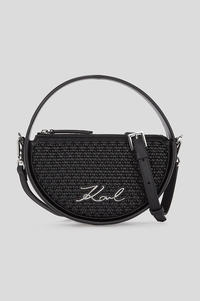 Kožená kabelka Karl Lagerfeld K/SIGNATURE usňová koža čierna A3W30053