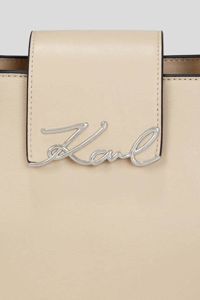 Kožená kabelka Karl Lagerfeld K/SIGNATURE béžová A3W30133