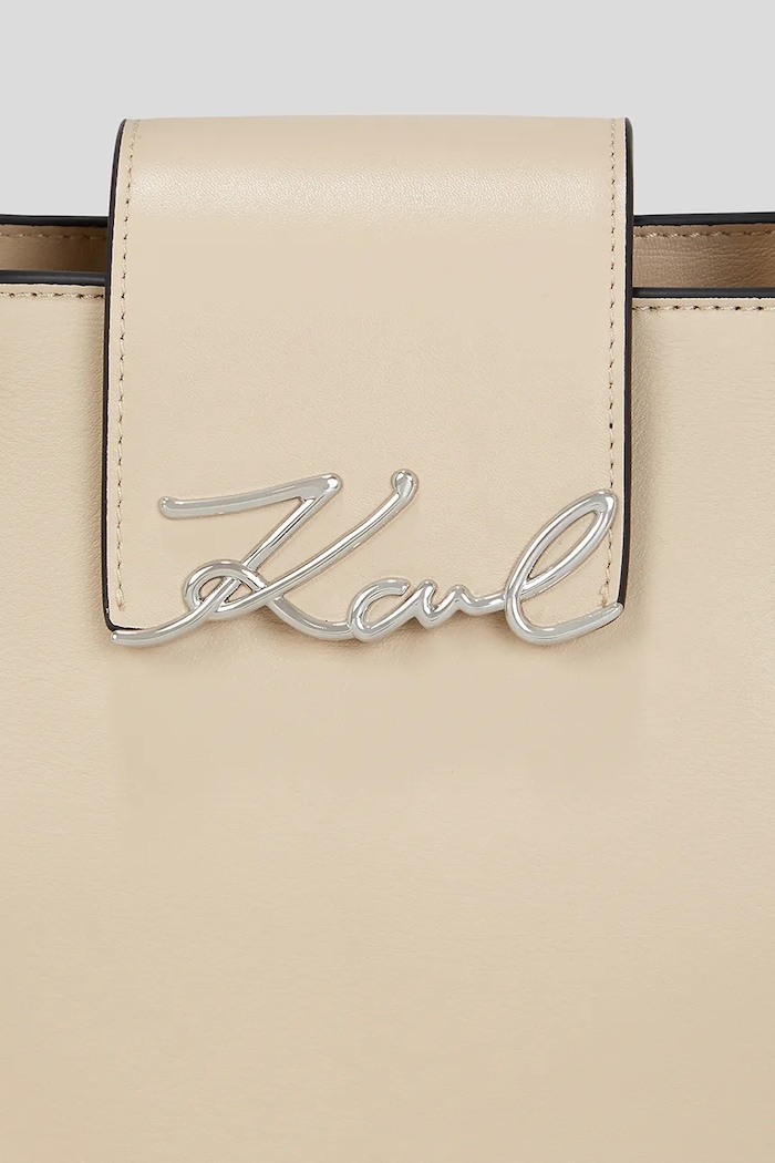 Kožená kabelka Karl Lagerfeld K/SIGNATURE béžová A3W30133