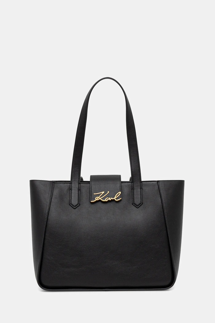Kožená kabelka Karl Lagerfeld K/SIGNATURE usňová koža čierna A3W30133