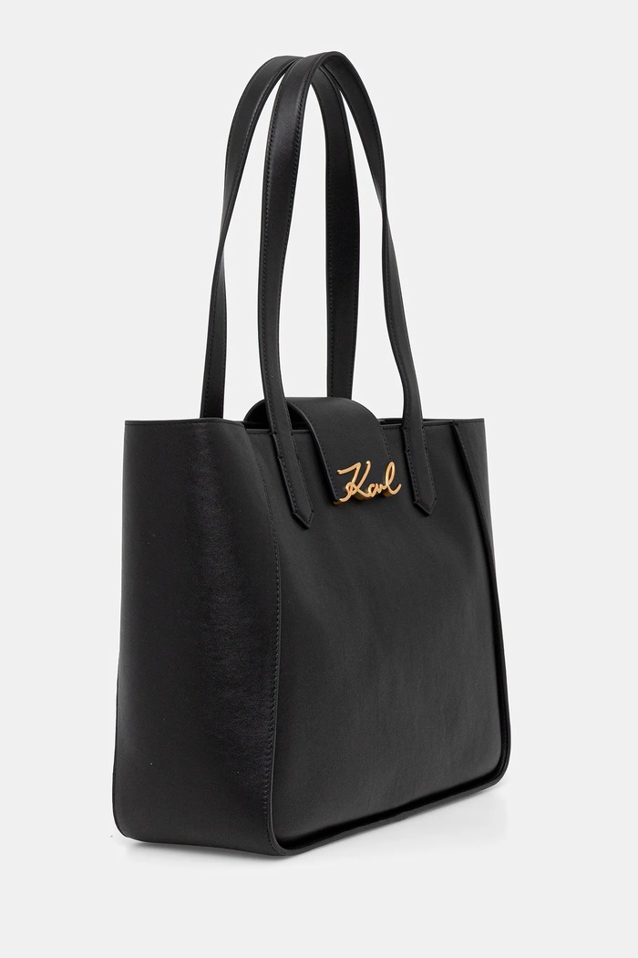 Kožená kabelka Karl Lagerfeld K/SIGNATURE A3W30133 čierna AW25