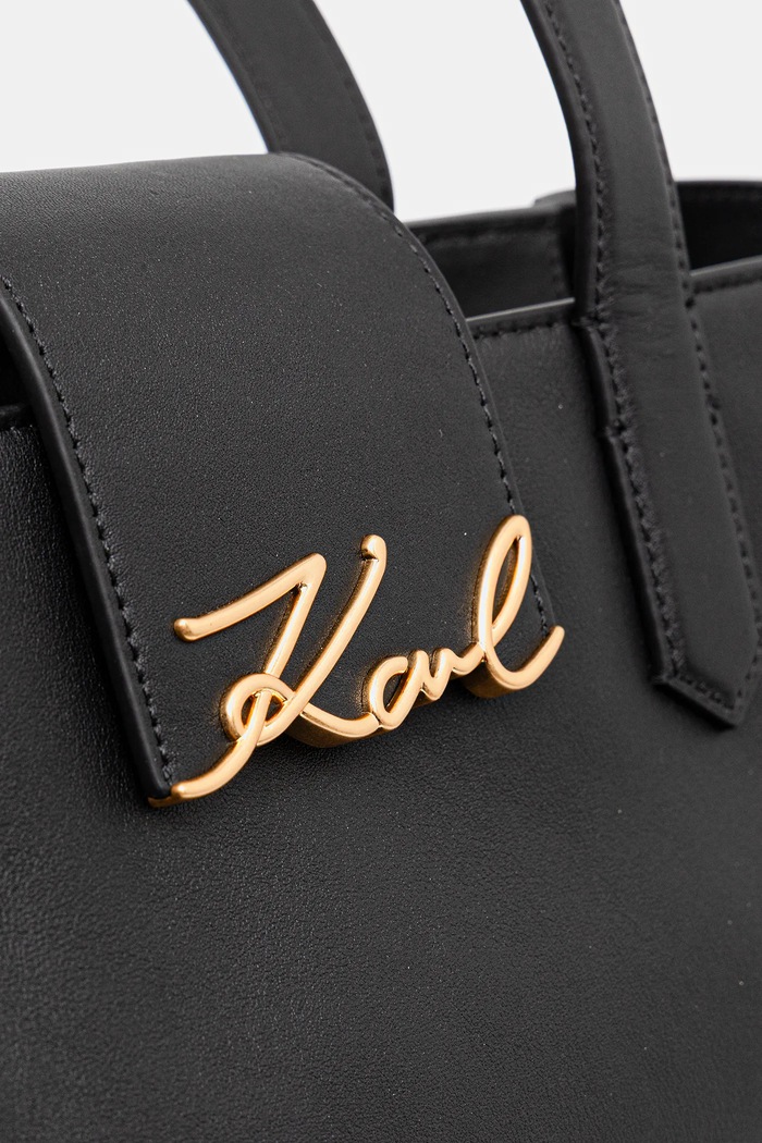 Kožená kabelka Karl Lagerfeld K/SIGNATURE čierna A3W30133