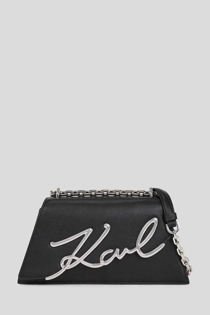 Karl Lagerfeld Torebka skórzana K/SIGNATURE czarny A3W30138