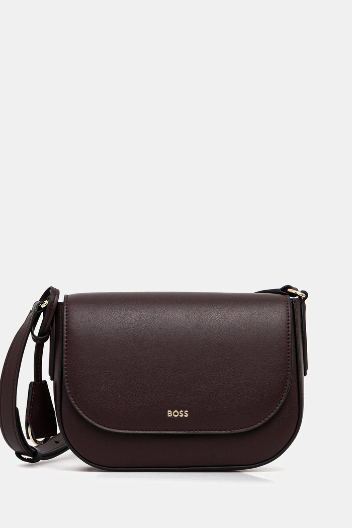 BOSS geantă crossbody pentru femei din piele NUMAH Saddle violet 50547756