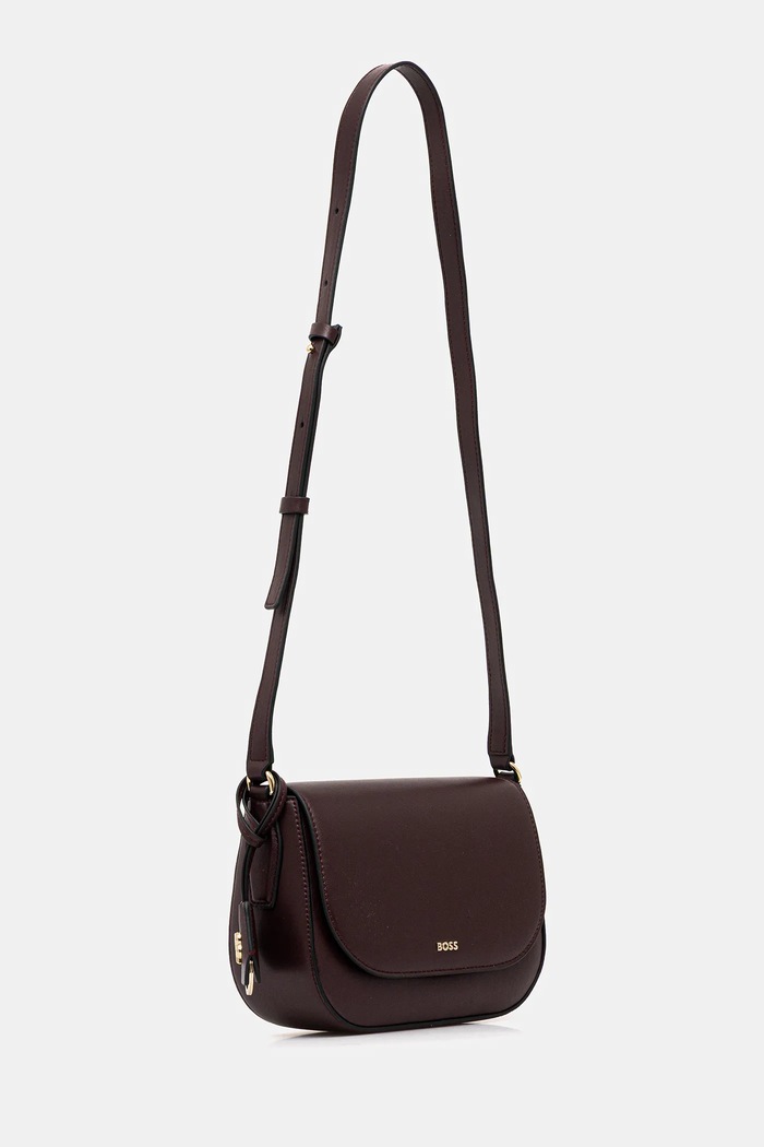 BOSS geantă crossbody pentru femei din piele NUMAH Saddle 50547756 violet SS26