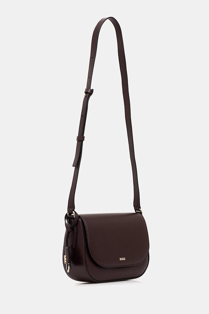 BOSS geantă crossbody pentru femei din piele NUMAH Saddle 50547756 violet SS26