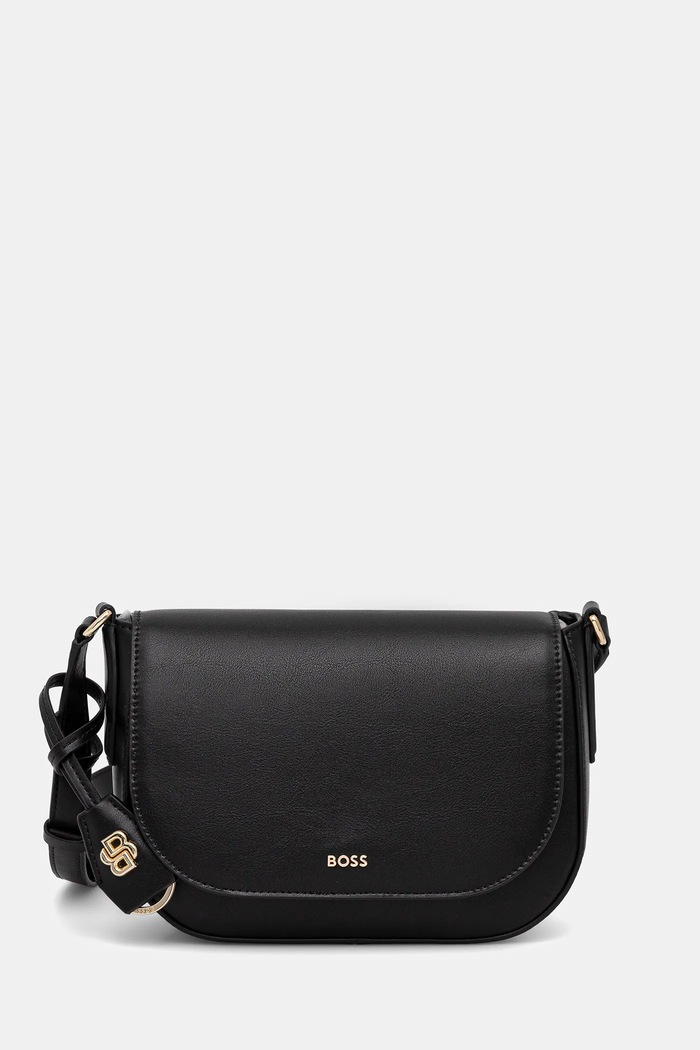 BOSS crossbody kabelka dámská kožená NUMAH Saddle černá 50547756
