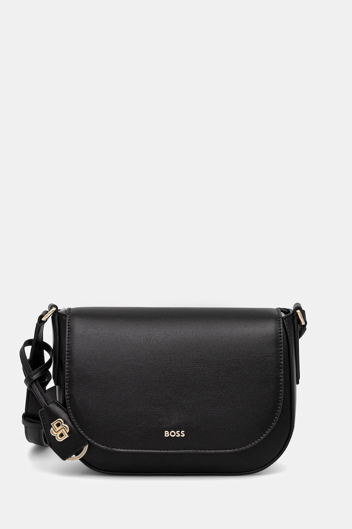 BOSS crossbody kabelka dámská kožená NUMAH Saddle černá 50547756
