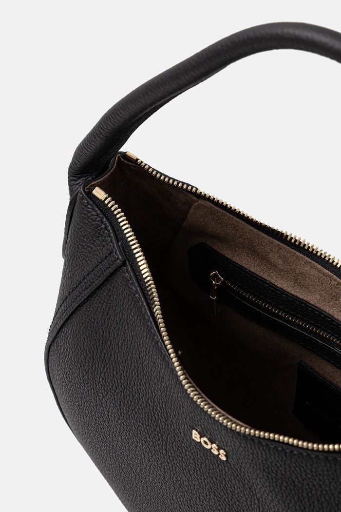 Кожаная сумочка BOSS Lenah SM Hobo BOSS 50547946 чёрный
