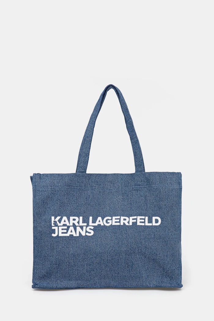 Bavlnená taška Karl Lagerfeld Jeans potlač modrá A3W50069