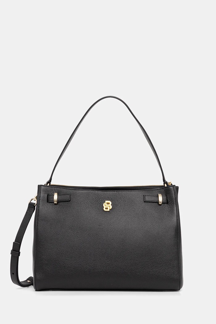 BOSS geantă de piele BOSS BEYOND Tote incape in A4 negru 50547714