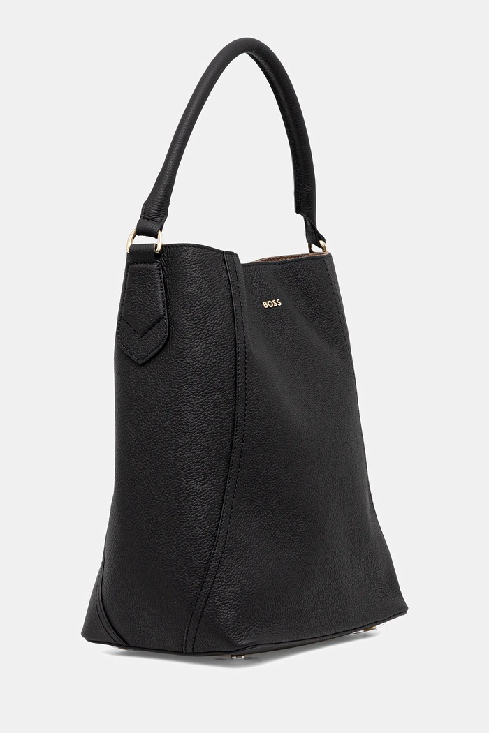 BOSS geantă de piele Lenah Bucket 50547744 negru AW25