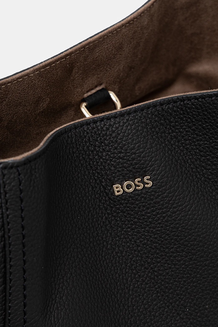 BOSS geantă de piele Lenah Bucket negru 50547744