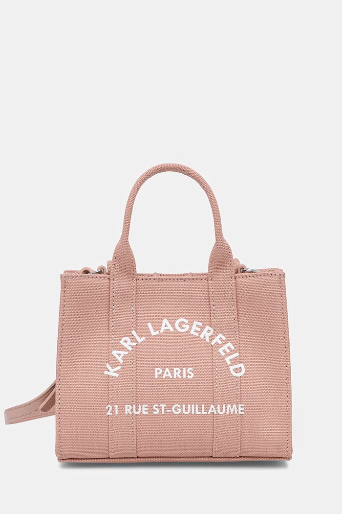 Karl Lagerfeld crossbody torbica ženska bombažna K/RSG roza A3W50118