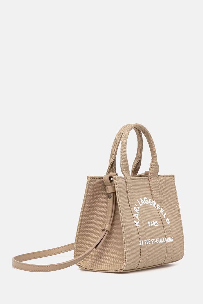 Karl Lagerfeld geantă crossbody pentru femei de bumbac K/RSG A3W50118 bej SS26