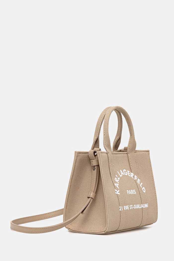 Karl Lagerfeld geantă crossbody pentru femei de bumbac K/RSG A3W50118 bej SS26