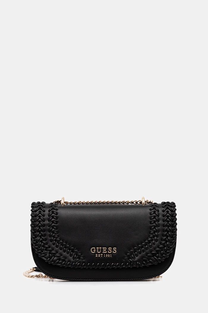 Τσάντα Guess TATUM απομίμηση λείου δέρματος μαύρο HWNG96.67210