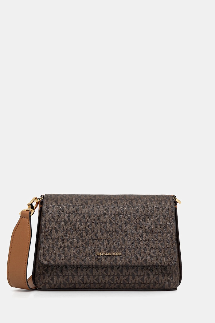 Τσάντα MICHAEL Michael Kors NESSA απομίμηση λείου δέρματος καφέ 30T5G8ZM1B