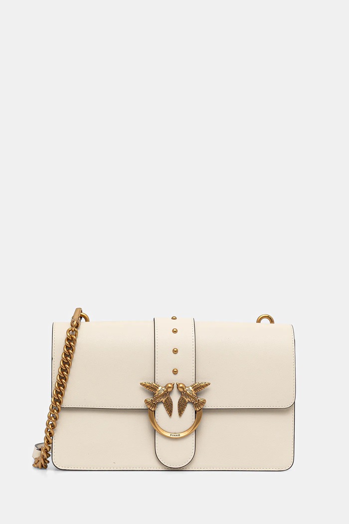Pinko crossbody kabelka dámská kožená přírodní kůže béžová 105857.A0F1