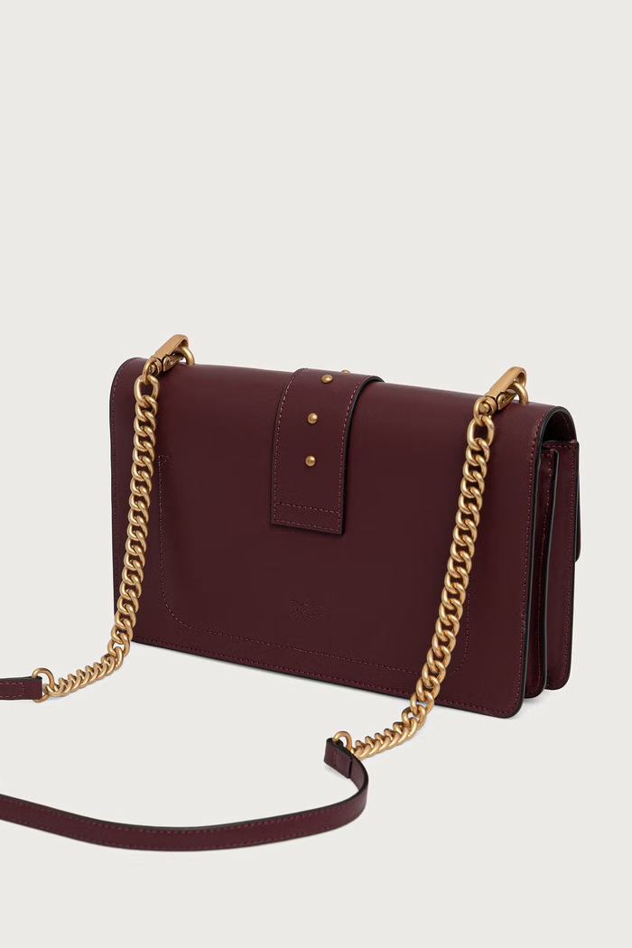 Doplňky Pinko crossbody kabelka dámská kožená 105857.A0F1 burgundské