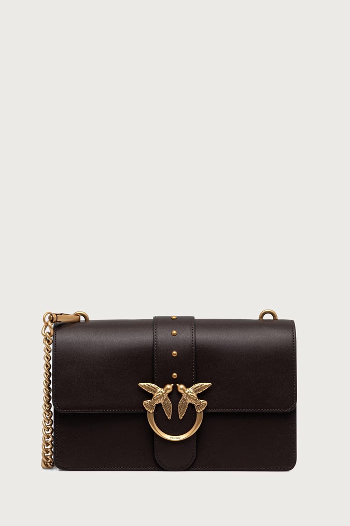 Pinko чанта crossbody дамска от кожа кафяв 105857.A0F1