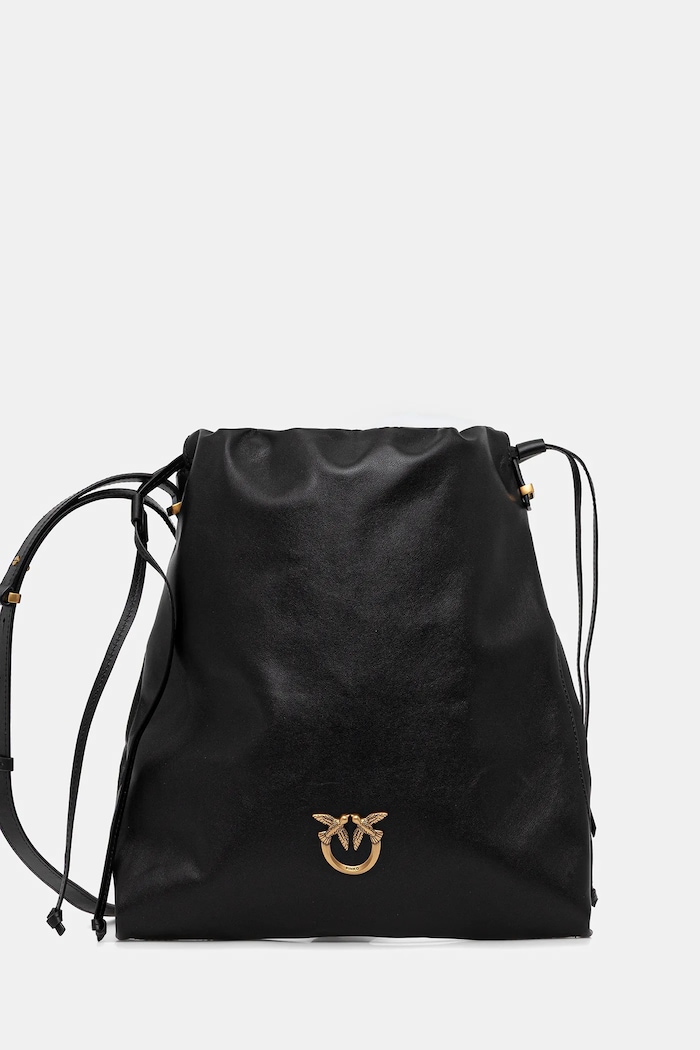 Pinko poșetă de piele uni negru 104359.A0QO