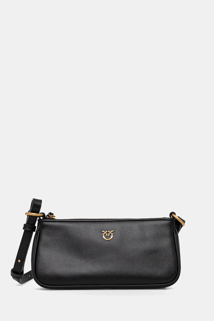 Pinko чанта crossbody дамска от кожа Horizontal черен 105069.A0QO