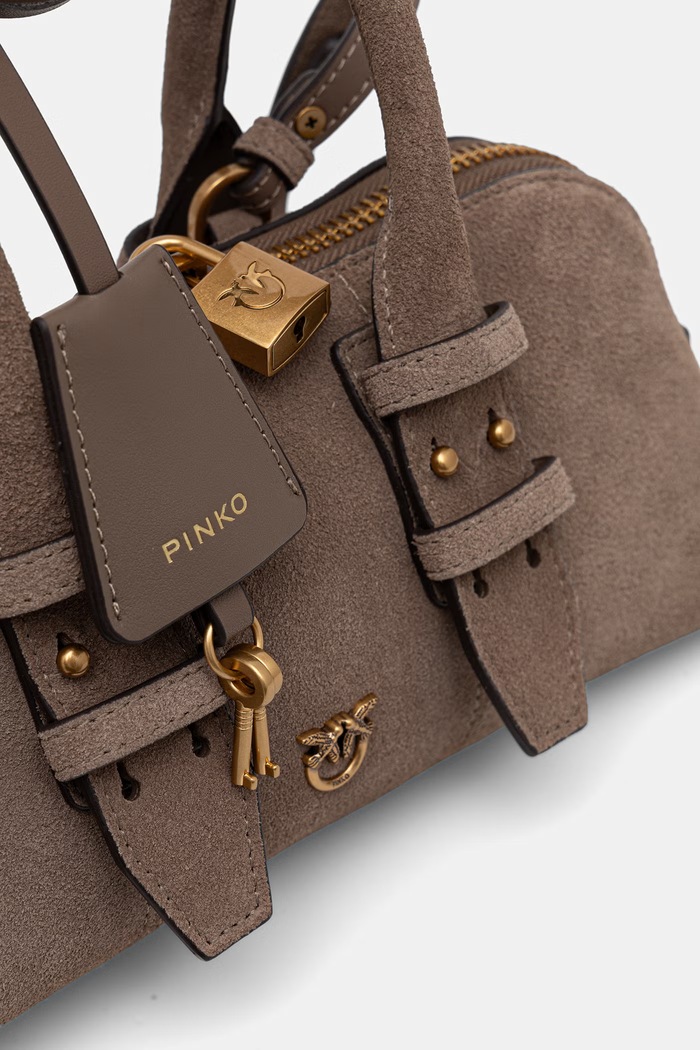 Pinko torebka bagietka damska zamszowa Horizontal beżowy 105334.A2JH