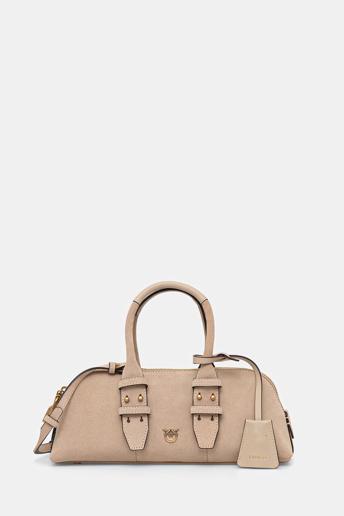 Pinko torebka zamszowa Horizontal nie mieści A4 beżowy 105334.A2JH