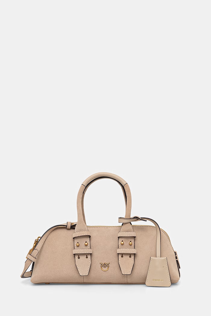 Pinko torebka zamszowa Horizontal nie mieści A4 beżowy 105334.A2JH
