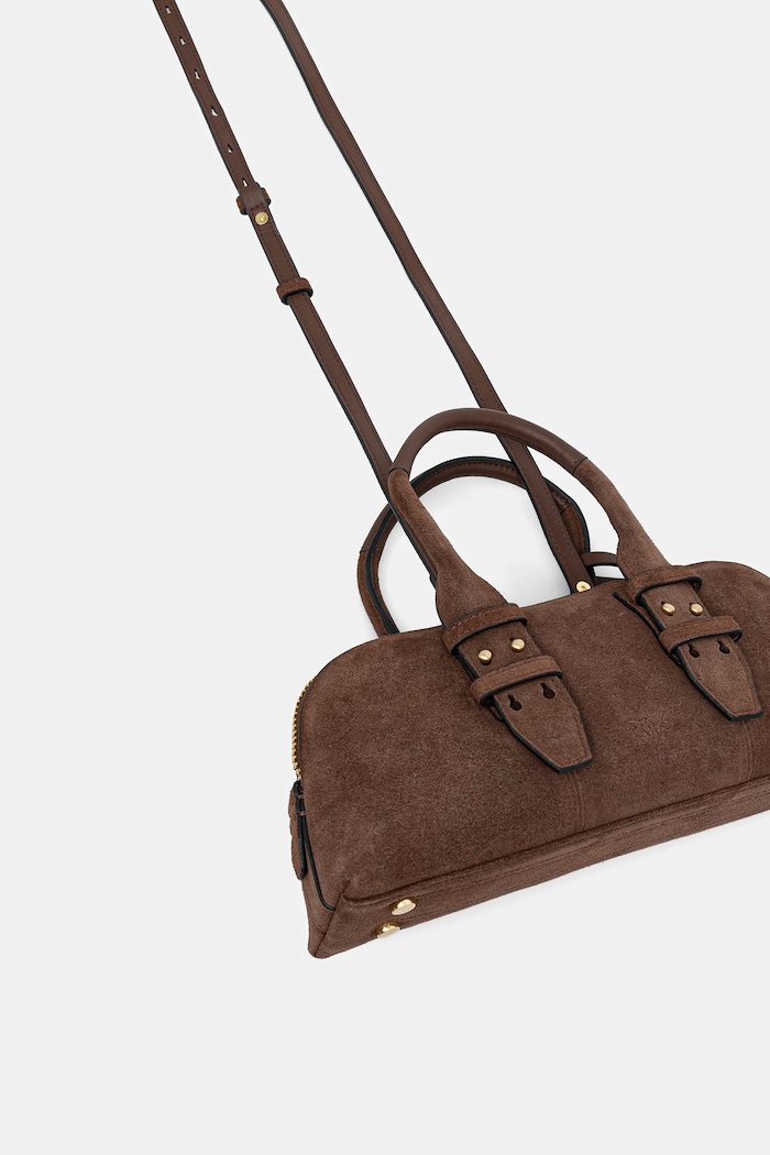Αξεσουάρ Pinko Baguette γυναικεία δέρμα σουέτ Horizontal 105334.A2JH καφέ
