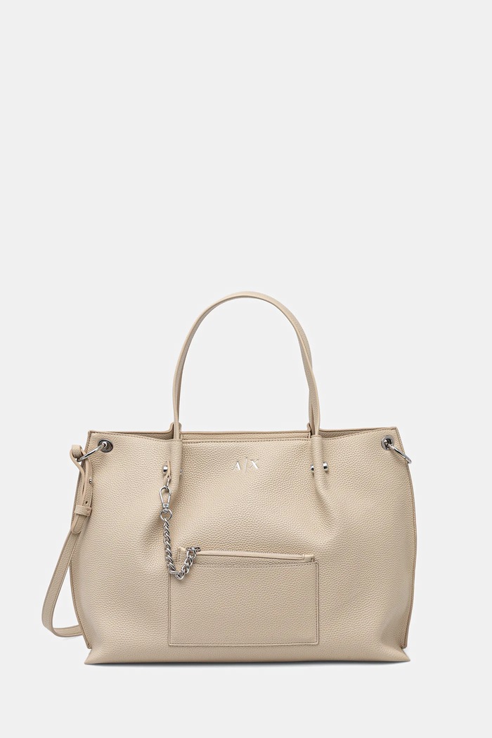 Armani Exchange Tote bag pentru femei cu imitație de piele bej XW001211.AF15625
