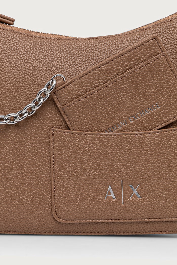 Armani Exchange чанта тип хобо дамска от имитация на кожа бежов XW001213.AF15625