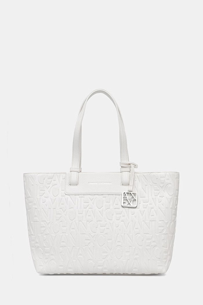 Armani Exchange geantă shopper pentru femei cu imitație de piele alb XW001481.AF15774