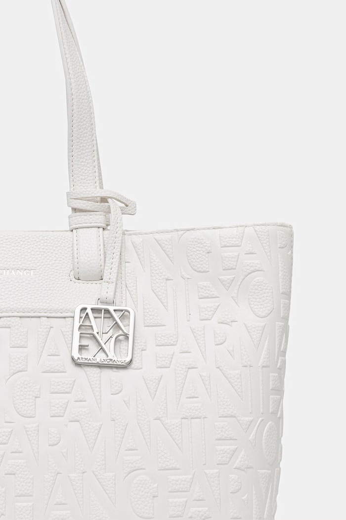 Armani Exchange geantă shopper pentru femei cu imitație de piele alb XW001481.AF15774