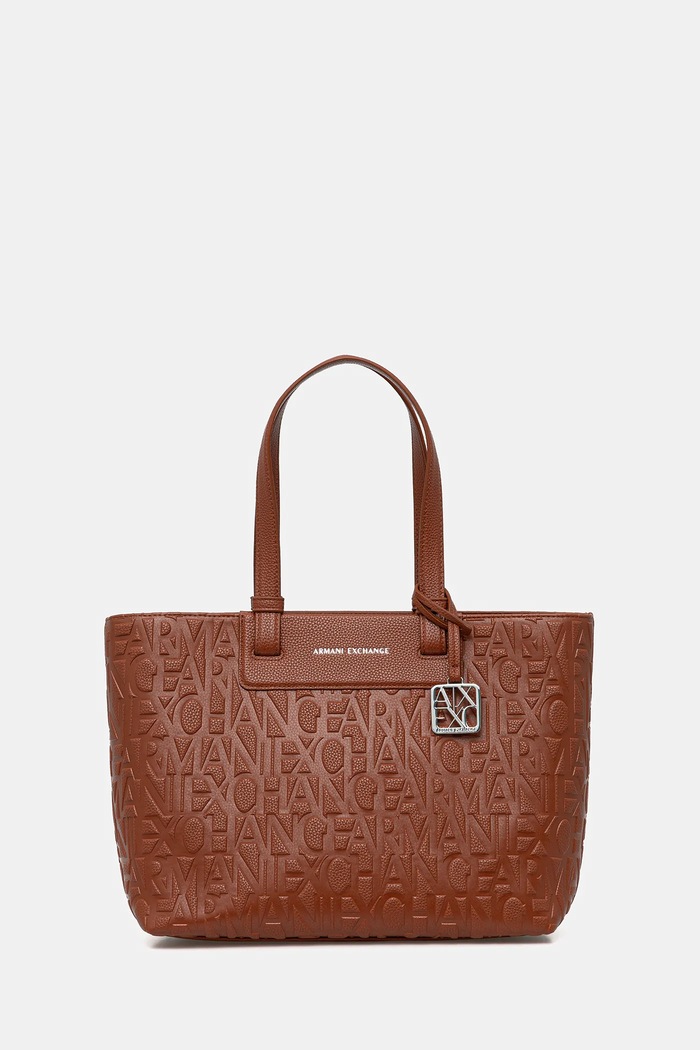 Armani Exchange torebka shopper damska z imitacji skóry mieści A4 pomarańczowy XW001481.AF15774
