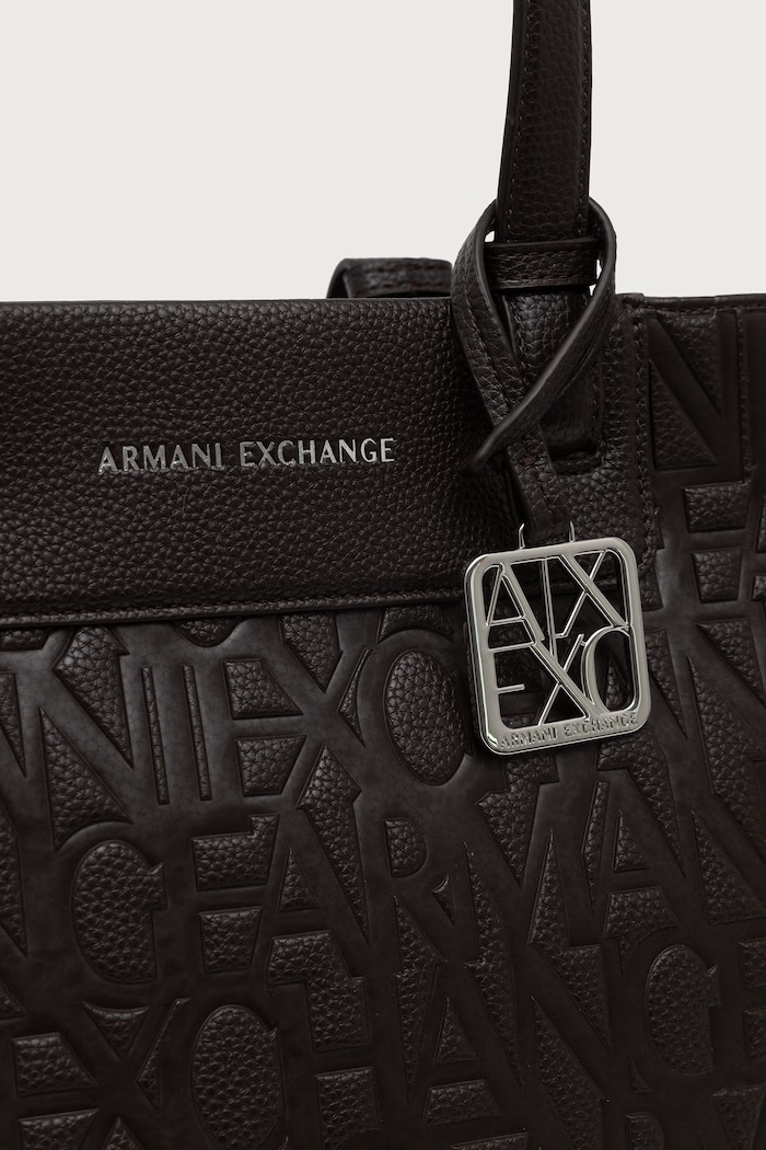 Torebka shopper damska z imitacji skóry Armani Exchange XW001481.AF15774 brązowy