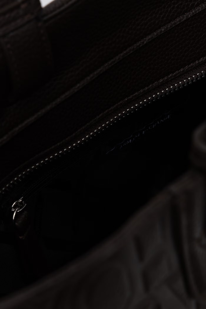 Torebka shopper damska z imitacji skóry Armani Exchange brązowy XW001481.AF15774