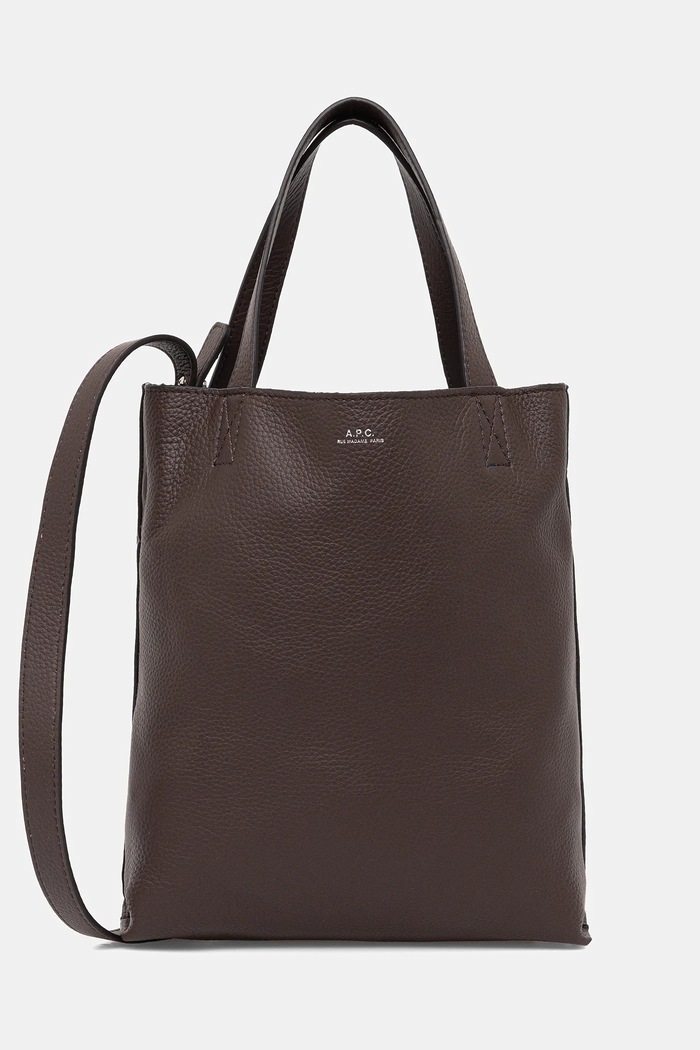 A.P.C. Poșetă de piele cabas maiko small maro PXCBC.M61667