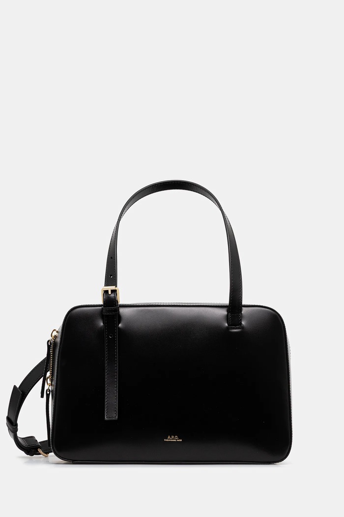 A.P.C. poșetă de piele sac virginie box uni negru PXBRU.F67017